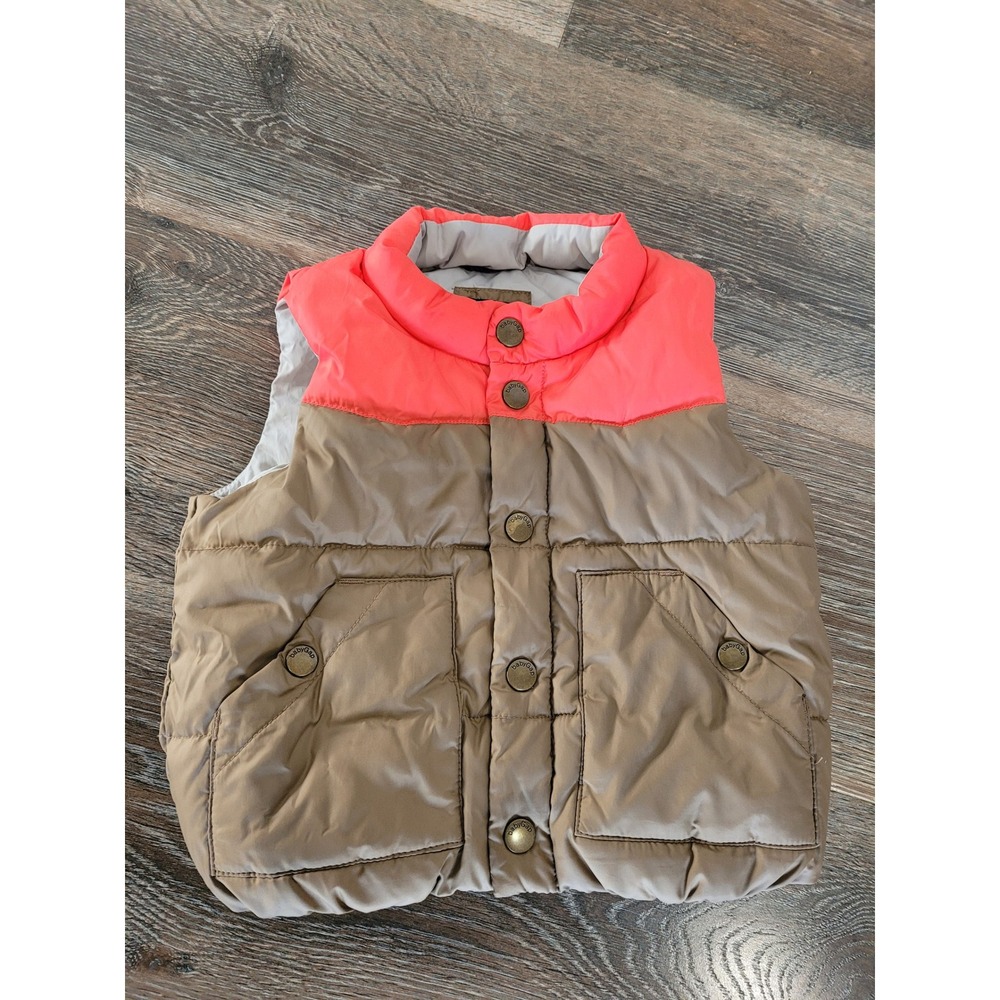 BabyGap Baby Boy Puffer Vest Khaki Hunter Orange Color Block 12-18 Months #1